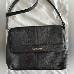 Calvin Klein Black Leather Vintage Crossbody Bag